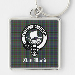 Scottish Clan Wood Crest & Tartan Sleutelhanger