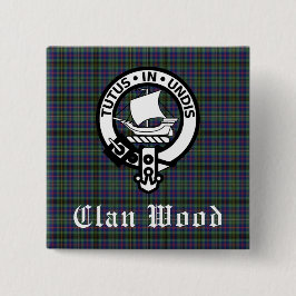 Scottish Clan Wood Crest & Tartan Vierkante Button 5,1 Cm