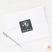 Scottish Clan Wood Crest & Tartan Vierkante Sticker (Envelop)