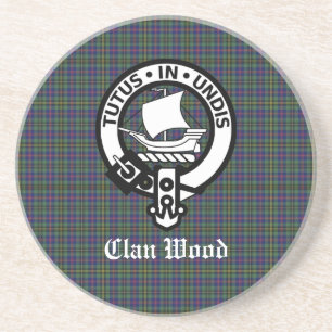 Scottish Clan Wood Crest & Tartan Zandsteen Onderzetter