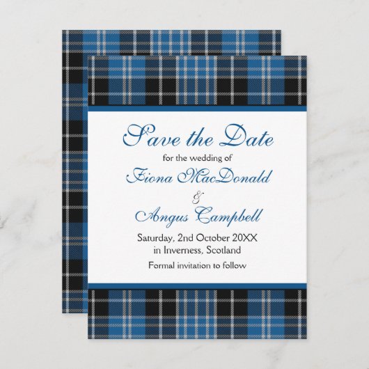 Scottish Clark Tartan Wedding Enregistrer la carte (Devant / Derrière)