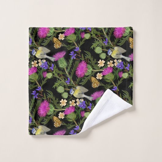 Scottish Cottcore Thistle Pattern Bad Handdoek (Wasdoekje)