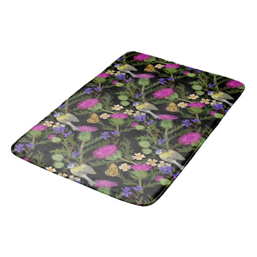 Scottish Cottcore Thistle Pattern Bath Mat (Gekanteld)