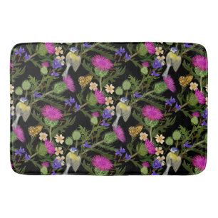 Scottish Cottcore Thistle Pattern Bath Mat