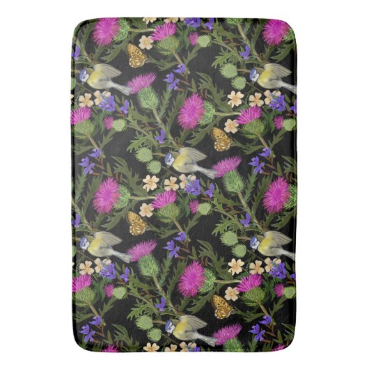 Scottish Cottcore Thistle Pattern Bath Mat (Voorkant Verticaal)
