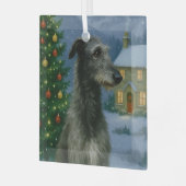 Scottish Deerhound Holiday  Glas Ornament (Voorkant links)