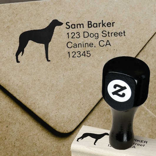 Scottish Deerhound Silhouette Retouradres Rubberstempel
