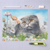 Scottish Fold Cat Floral Waterverf Tissuepapier (Craft)