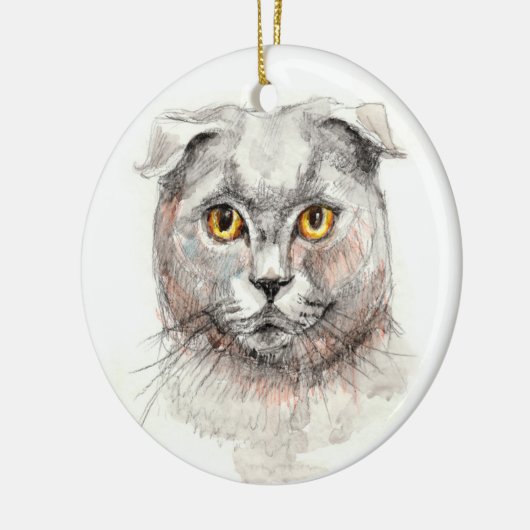 Scottish Fold Cat Keramisch Ornament (Links)