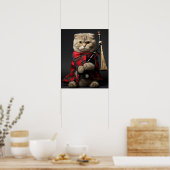 Scottish Fold Cat met doedelzak Poster (Keuken)