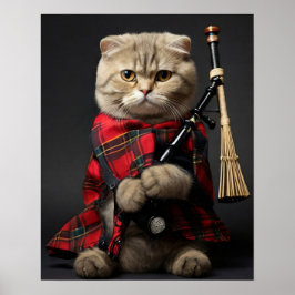 Scottish Fold Cat met doedelzak Poster