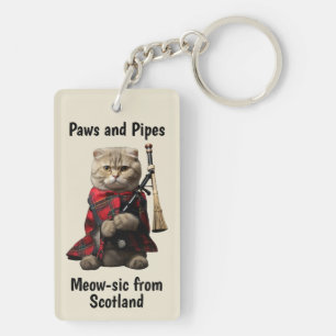 Scottish Fold Cat met doedelzak Sleutelhanger
