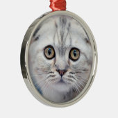 Scottish Fold Cat Metalen Ornament (Rechts)