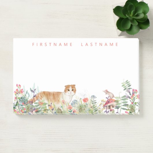 Scottish Fold Flower Garden | Gepersonaliseerd Post-it® Notes (Kantoor)