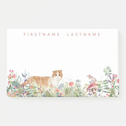 Scottish Fold Flower Garden | Gepersonaliseerd Post-it® Notes (Voorkant)