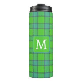  Scottish green &blue Plaid tartan monogram Thermosbeker