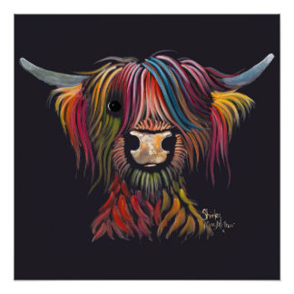 Scottish Hairy Highland Koe "OLIVER" Perfect Poster