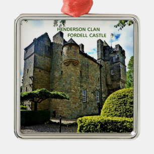 Scottish Henderson Clan's Fordell Castle Xmas Metalen Ornament