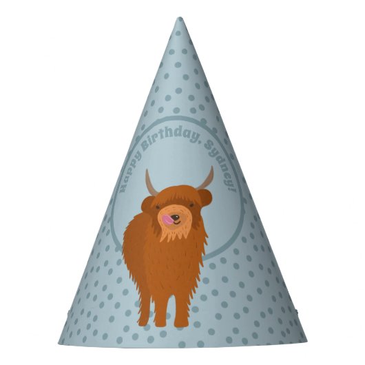 Scottish Highland Cattle Koe Graphic Personalized Feesthoedjes (Voorkant)