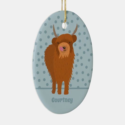 Scottish Highland Cattle Koe Graphic Personalized Keramisch Ornament (Rechts)