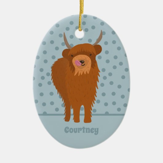 Scottish Highland Cattle Koe Graphic Personalized Keramisch Ornament (Voorkant)