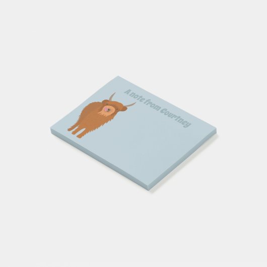 Scottish Highland Cattle Koe Graphic Personalized Post-it® Notes (Schuin)