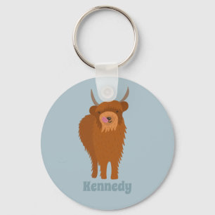 Scottish Highland Cattle Koe Graphic Personalized Sleutelhanger