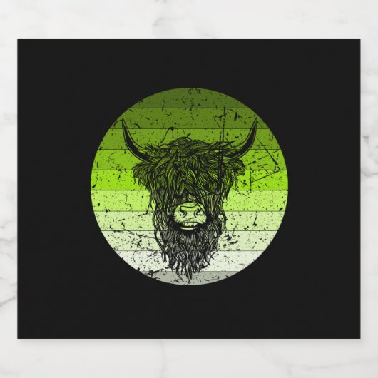 Scottish Highland Cattle Retro Bier Etiket (Enkel label)