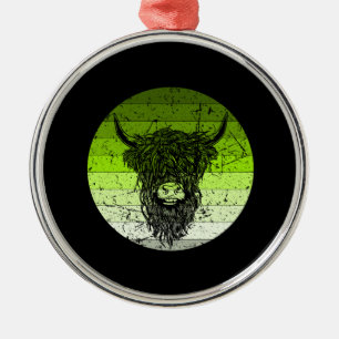 Scottish Highland Cattle Retro Metalen Ornament