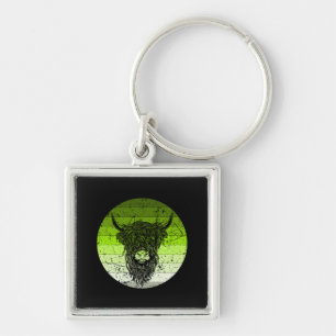 Scottish Highland Cattle Retro Sleutelhanger