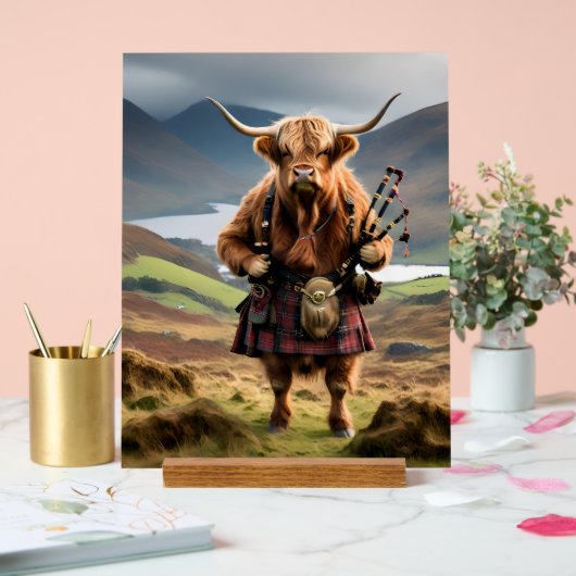 Scottish Highland Cow Bagpiper, (Mariage)