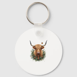 Scottish Highland Cow Cattle Hairy Cow Christmas W Sleutelhanger