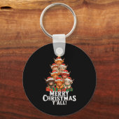 Scottish Highland Cow Christmas Tree Funny Cow Lov Sleutelhanger (Voorkant)