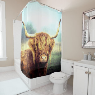 Scottish Highland Cow Douchegordijn