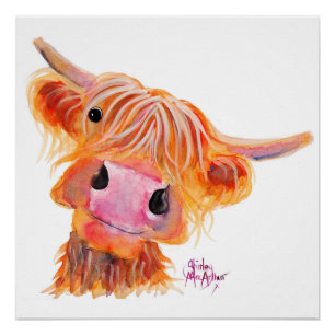 Scottish Highland Cow "Nessie" Poster Print Perfect Poster