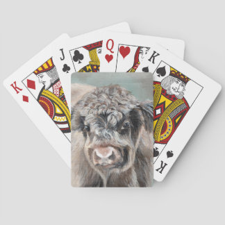 Scottish Highland Cow on Green Pokerkaarten