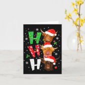 Scottish Highland Cow Print Ho Ho Ho Christmas Paj Kaart (Gele Bloem)