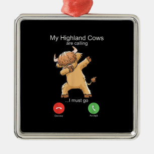 Scottish Highland Cow roept Metalen Ornament