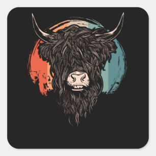Scottish Highland Cow Vierkante Sticker