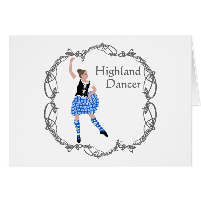 Scottish Highland Dancer Celtic Knotwork bleu (Devant horizontal)
