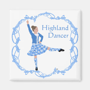 Scottish Highland Dancer Celtic Knotwork Blue Magneet