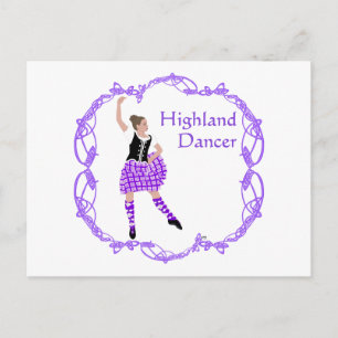Scottish Highland Dancer Celtic Knotwork Paars Briefkaart