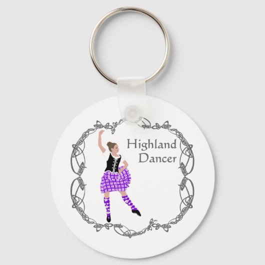 Scottish Highland Dancer Celtic Knotwork Paars Sleutelhanger (Voorkant)