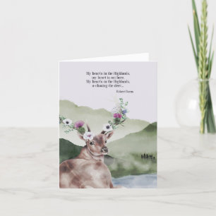 Scottish Highland Floral Deer Waterverf Blank Notitiekaartje