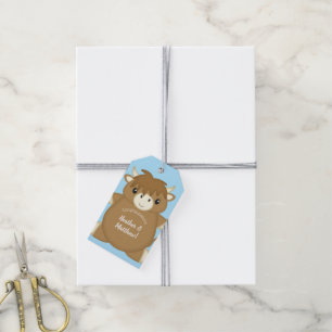 Scottish Highland Koe Baby shower Blue Cadeaulabel