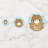 Scottish Highland Koe Baby shower Blue Confetti (Achterkanten)