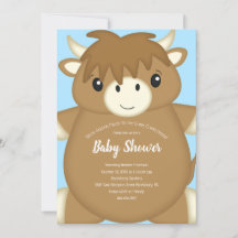 Scottish Highland Koe Baby shower Blue