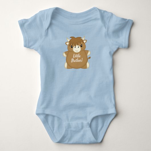 Scottish Highland Koe Baby shower Blue Romper (Voorkant)