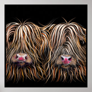 SCoTTiSH HigHLaND Koe "BiLL & TeD" door SHiRLeY Poster