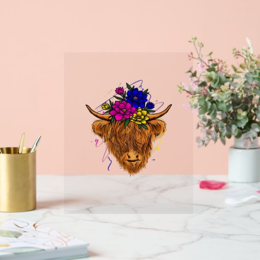 Scottish Highland Koe Cattle Koe Whisperer Farming Acryl Bord (Huwelijk)